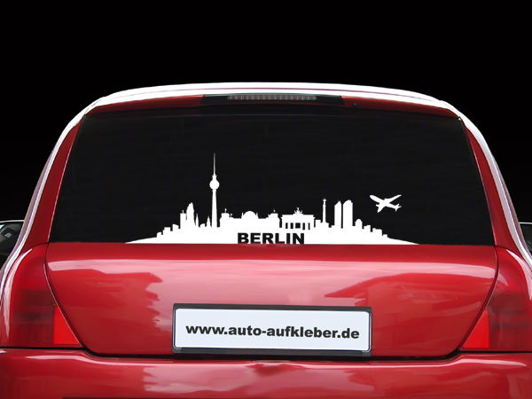 Heckscheibenaufkleber Berlin: Autotattoo mit Skyline